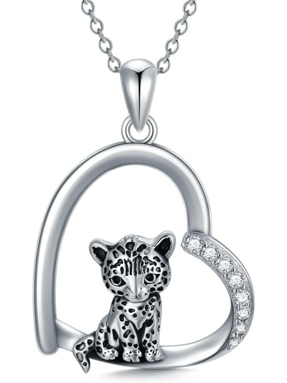 Sterling Silver Animal Pendant Necklace - Leopard, Lion, Otter, Tiger Jewelry
